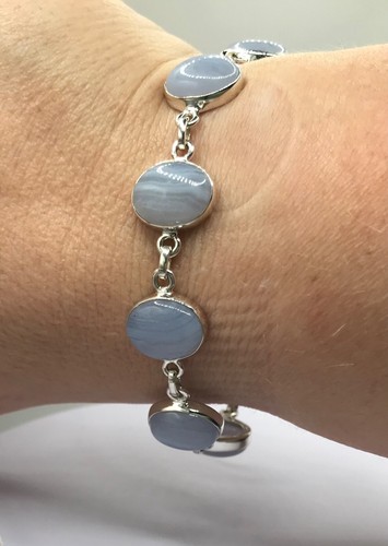 Blue lace agate - bracelet, solid