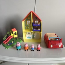 Peppa Pig Toy Bundle - House Furniture, Park Playground, Red Car, Family Figures