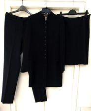 JIGSAW England 3 Piece Charcoal Wool Suit - 12/14 -Jacket Skirt Trousers