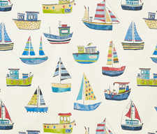 PRESTIGIOUS TEXTILES BOAT CLUB COBALT 100% COTTON CURTAIN/CRAFT/CUSHION FABRIC