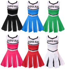 ADULT CHEERLEADER COSTUME CHEER LEADER OUTFIT SQUAD FANCY DRESS HIGH SCHOOL 