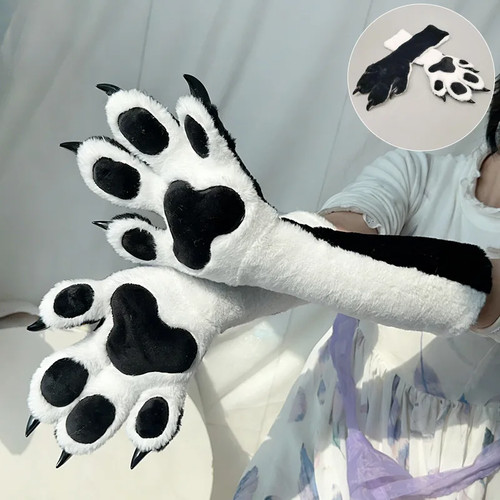 Faux fur animal paw gloves - animal,