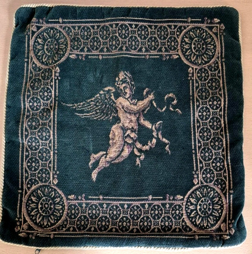Vintage green tapestry cushion - green,