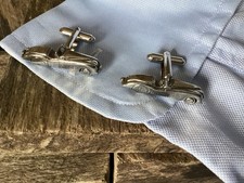 Vintage Roadster Convirtable Car Cufflinks Motor Silver Tone