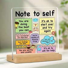 Inspirational Acrylic Quote Plaque Sign Gift with Wooden Base – Positive Affirma