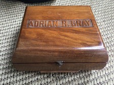 Vintage Wooden Humidor Cigar Box With Hygrometer