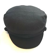 Ladies Black Sailors Fiddlers Cap Style Breton Captain Hat Retro Style