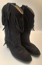 Genuine Wrangler Womens Cowboy Western Black Syede Boots Size 4
