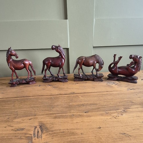 Carved wood horse - wood,