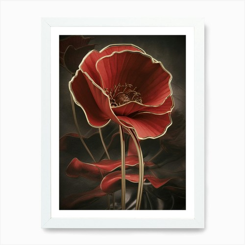 Red poppy canvas - red,