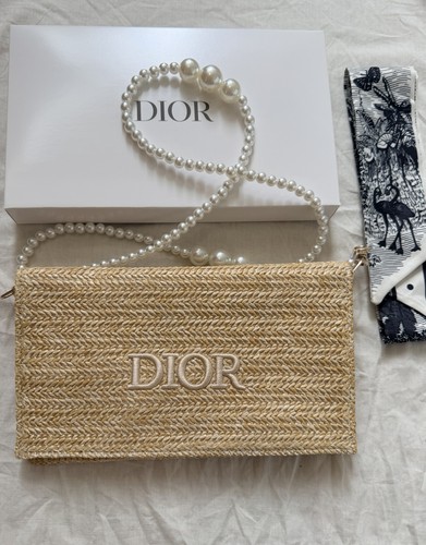 Dior straw bag - a, pearl