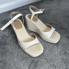 H&M Cream Wedge Sandals Worn