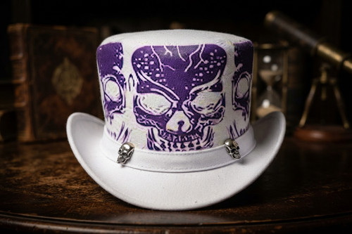 White skull top hat gothic - skull, hat,