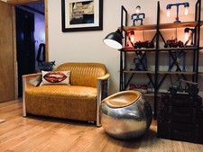 Aviator 2 Seater Sofa Tan Brown Top Grain Vintage Leather Made To Order