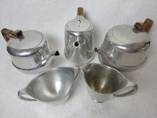 Set of 5 Pieces Picquot Ware - Three Pots, Jug, a Two Handled Dish