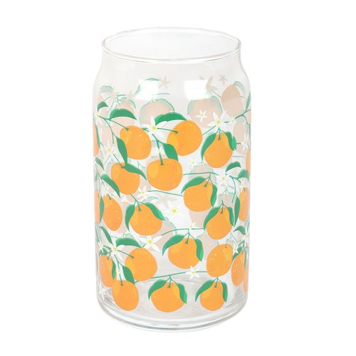 Orange print can glass gift - can,