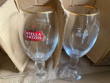 2 x Stella Artois Pint Chalice Glasses 20oz Brand New M23