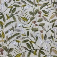 Sanderson Quercus Pesto Leaf Patterned Curtain Fabric, Material 140cm Width