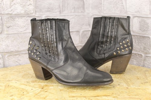 Black leather pull western - pull, on