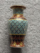Vintage Hand Painted Thai Benjarong Decorative 7” Vase Gold Accents