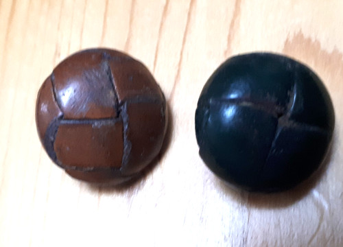 Vintage leather buttons - 2, tan