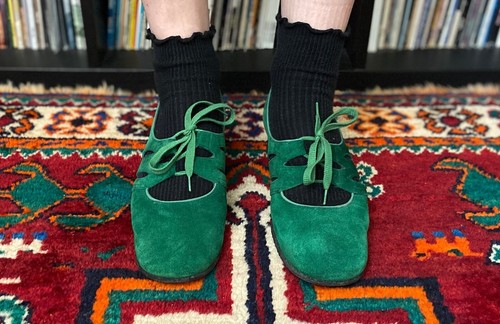 Vintage 1970s green suede - vintage, mary