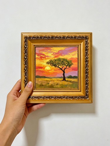 Lone tree vibrant sunset - lone, at