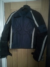 Frank Thomas Aqua Pore Blue Black Silver Armoured Motorbike Jacket - UK Size XL