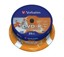 Verbatim 25 DVD-R IJP Inkjet Printable DVD Blank Recordable Discs DVD 