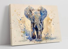CUTE SPLASH ART ELEPHANT CONTEMPORARY DECOR CANVAS WALL ART PICTURE PRINT