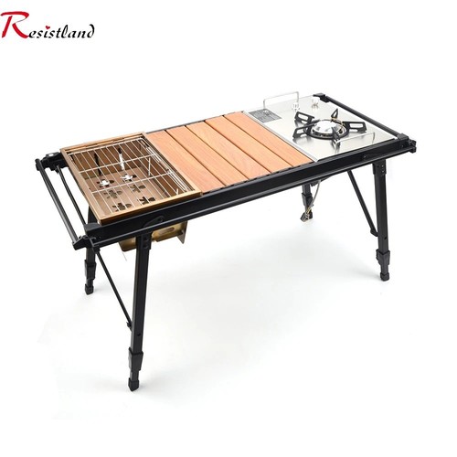 Folding igt wood camping table - wood,