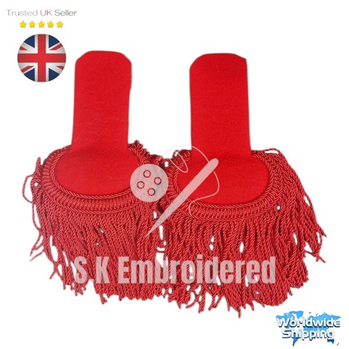 Red silk shoulder epaulettes - silk,