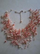 Cream coral beaded necklace - cream,
