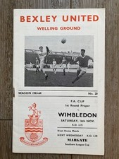Bexley United v Wimbledon - FA Cup 1st Round Proper - 63/64