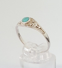 Gorgeous Sparkling Real Turquoise Stone Ring 925 Solid Silver Size R1/2~S #21071