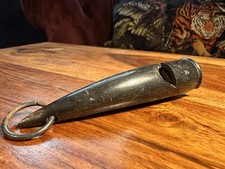 Vintage Horn Whistle with Wooden Pea 10.8cm Long Rustic Hunting/Scout