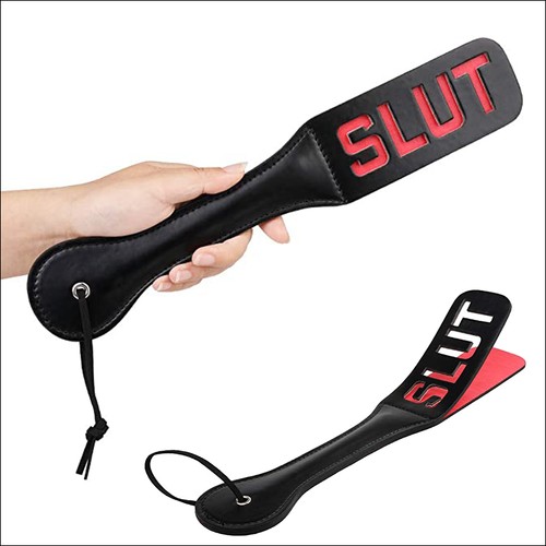 Spanking paddle leather - leather, black