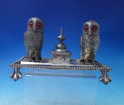 Silverplate double inkwell - double,