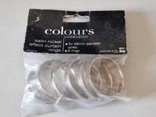 5x 6 Packs of COLOURS B&Q Satin Nickel Effect Curtain Rings 28mm Diameter Pole