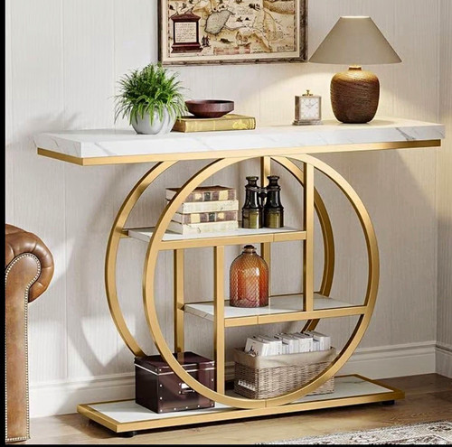 Gold white console table - gold,