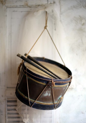 Small antique copper drum - small,