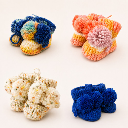 Pairs handmade baby booties - 4,