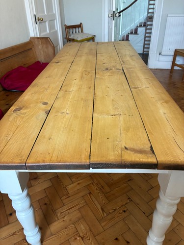 Pine plank dining table - , with