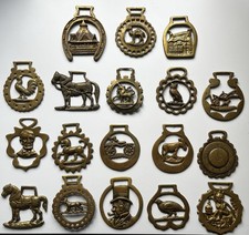 Antique And Vintage Horse Brass Collection Of 18. Some Rare. Lincoln Horse Clock