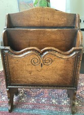 Titchmarsh And Goodwin Antique Carved Oak Magazine Rack/stand