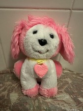 VINTAGE 1980'S POOCHIE PLUSH DOG WITH COLLAR & PINK NAME TAG MATTEL SOFT TOY.