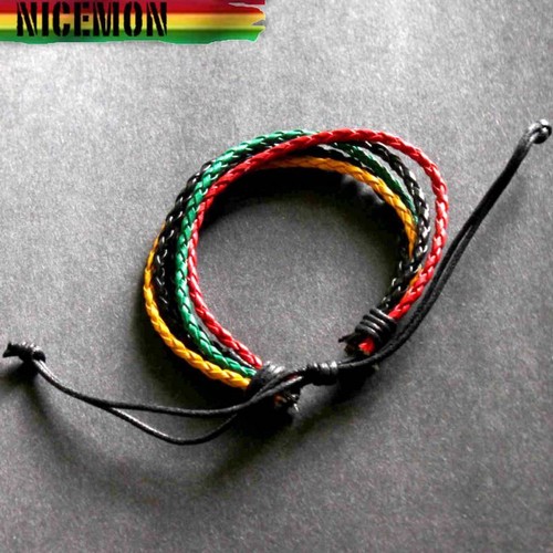 Rasta leather wrist bracelet - rasta,