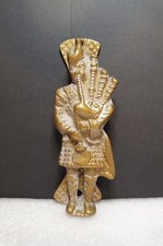 Vintage Brass Door Knocker Scottish Highlander Bagpipe / Bag Pipe Player