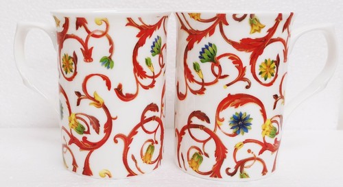 Floral red scroll damask - floral, &