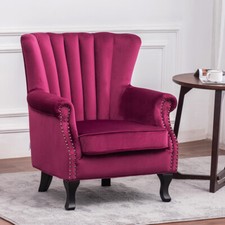 Occasional Velvet Fabric Soft Armchair Lounge Sofa High Back Wing Chair Fireside